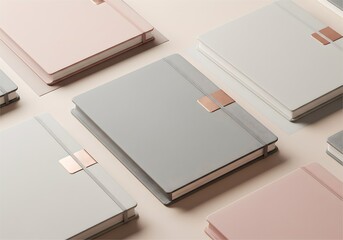 Minimalist Notebooks Arranged in a Flat Lay Composition.