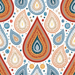 Fototapeta premium Decorative Seamless Pattern With Colorful Paisley Shapes On White Background
