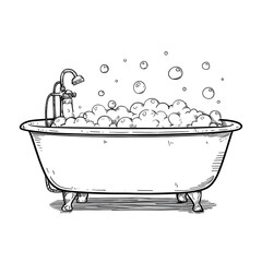 A bathtub with bubbles coloring page