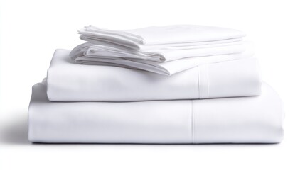 Stacked white bedding set