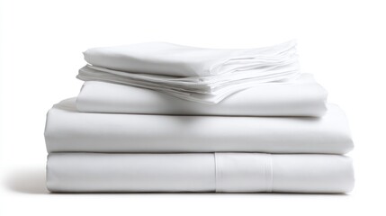 Stacked white bed sheets
