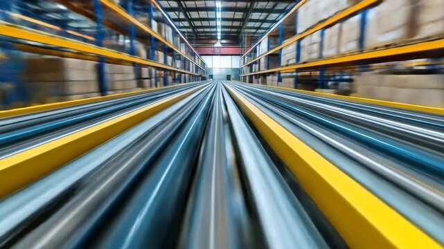 Fast Moving Conveyor Belts in a Warehouse