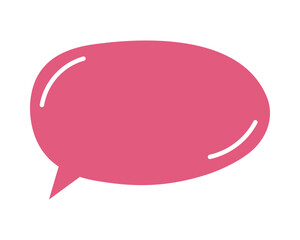 Cute red speech bubble shape in hand drawn style. Dialog balloon, text box, chat cloud, quote frame, message tag, question label isolated on white background. Vector flat illustration.