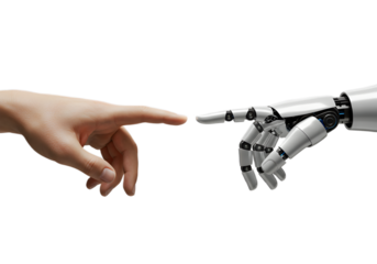 The Creation of Adam's Hand Meets Robotic Finger A Symbol of Human-Machine Interaction