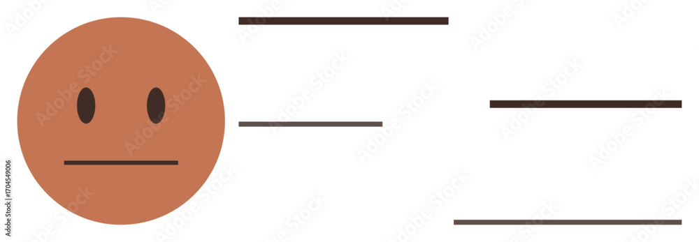 Poster brown neutral face with horizontal lines representing text or thoughts. ideal for communication, emo