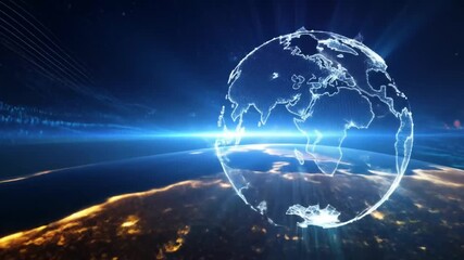 Futuristic digital earth globe network with global connectivity and data flow - Powered by Adobe