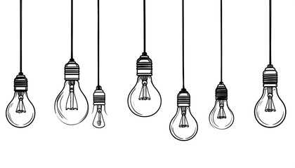 Hanging light bulbs, hand drawn style