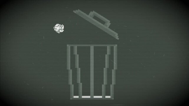 Retro Pixel Art Trash Can Animation seamless Loop (endless)