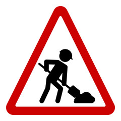 Triangle shaped red and black men at work or road work sign vector