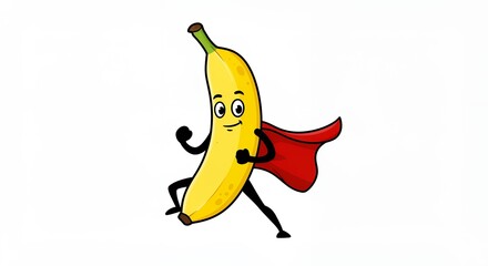 Banana superhero cartoon illustration