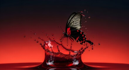 red butterfly on black background