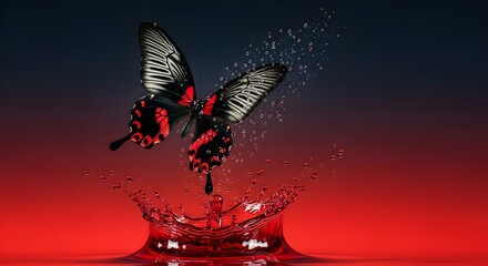 red butterfly on black background