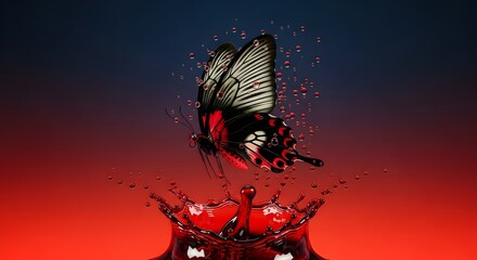 red butterfly on black background