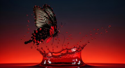 red butterfly on black background