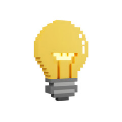 Pixelated Lightbulb A Retro Gaming Inspired Idea with Blocky Yellow and Grey Design.
