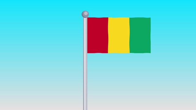 Guinea Flag Waving in the Wind On Blue Sky Background