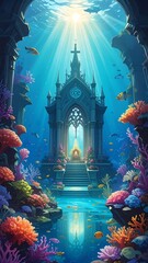 Underwater gothic cathedral