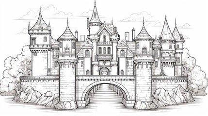 Obraz premium Medieval castle drawing