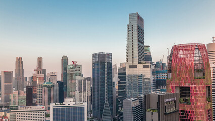 Obraz premium Aerial cityscape of Singapore downtown of modern architecture with skyscrapers timelapse