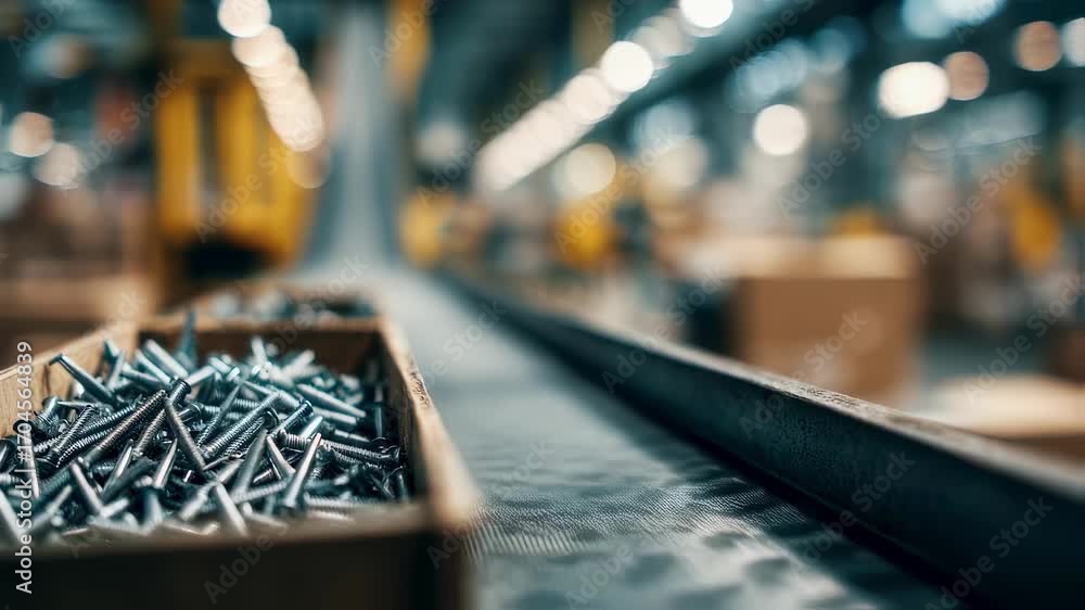 Aufkleber medium shot of bulk nail packing with sharp focus on nails in container blurred background showing c