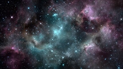 Cosmic Nebula Landscape In Deep Space