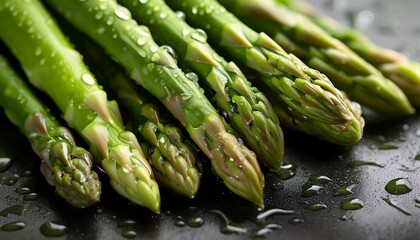Fresh Asparagus Capturing The Vibrant Essence Of Fresh Green Asparagus Spears Adorned With Glistening Droplets Epitomizing The Freshness Of A Healthy Plant Based Choice