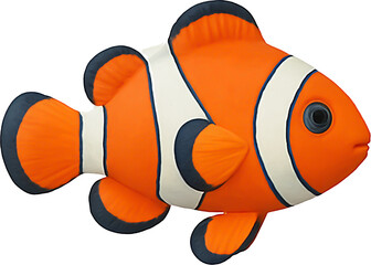 Orange clownfish with white bands side view