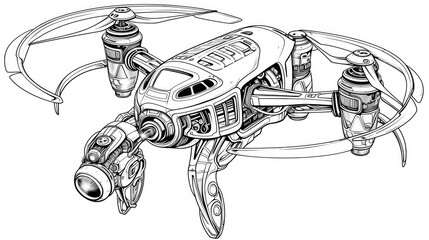 Detailed drone design illustration