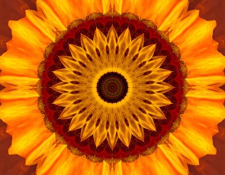 Ornate sunflower mandala in vibrant hues