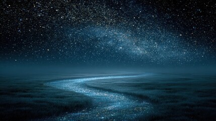 Luminous Pathway to the Cosmos Across a Serene, Star-Dusted Seascape.