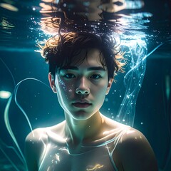 Underwater portrait of a person