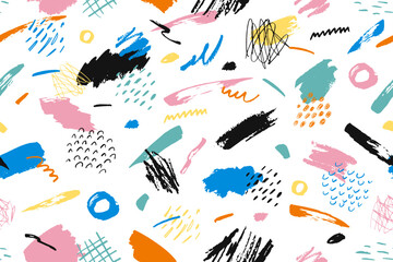 カラフルな手描きの落書き風のシームレスパターン