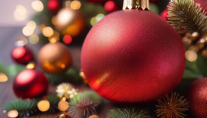 Close Up Of A Glittering Red Christmas Ornament Surrounded By Vibrant Holiday Decorations Capturing The Essence Of Festive Cheer And Seasonal Beauty In A Captivating Scene