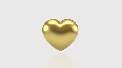 The Gold Heart on white background for love concept 3d Rendering.