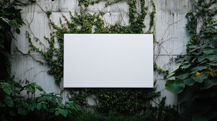 Blank Signage on Ivy Covered Wall
