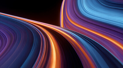 Abstract background of colorful, glowing curved lines in motion. A futuristic 3D render representing data flow, high-speed technology, or dynamic energy trails.
