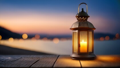A Glowing Lantern Illuminates A Serene Blurred Background