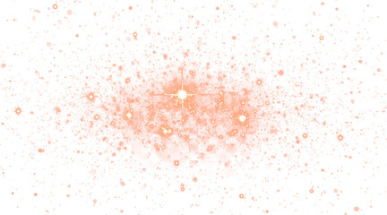 Explosion of Vibrant Orange Sparks and Glitter Particles Isolated on a transparent background