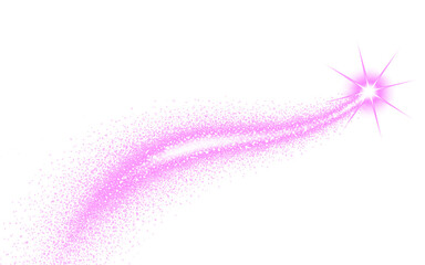 Sparkling Cosmic Trail of Pink Energy and Stardust Isolated on a transparent background