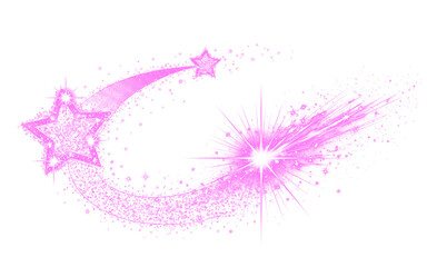 Sparkling Pink Shooting Stars Trail Effect Abstract Digital Art Isolated on a transparent background