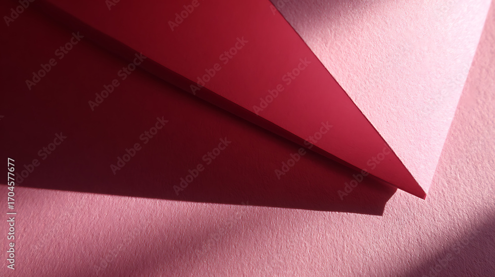 Poster abstract geometric background with folded paper. a dark red triangular shape creates sharp lines and