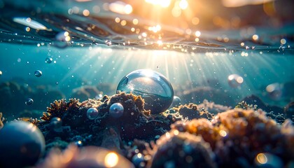 Underwater scene with sunlight