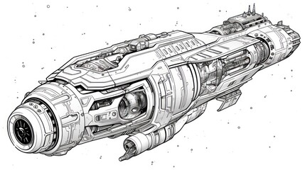 Detailed spaceship design drawing