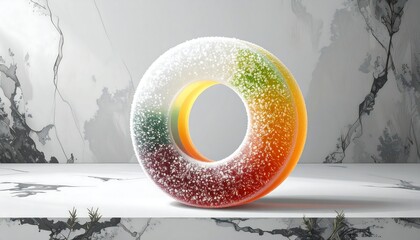 Colorful jelly ring on a marble surface