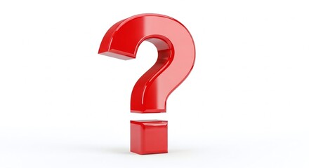 Red Question Mark Symbol Isolated on White Background