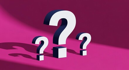 3D Question Marks in Group on Pink Background