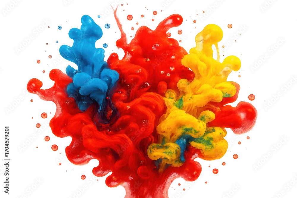 Aufkleber colorful inks mixing together and creating an abstract explosion with a transparent background