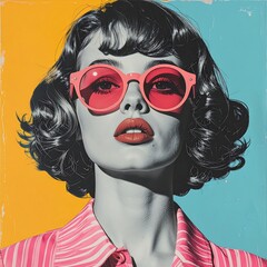 Retro woman in vibrant shades