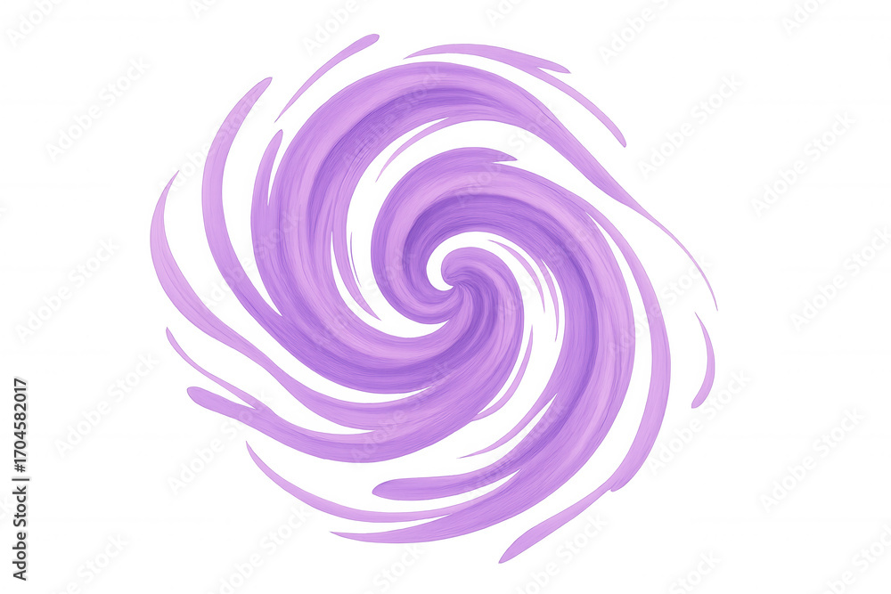 Poster purple paint spiraling dynamically, forming energetic swirl pattern against transparent backdrop wit