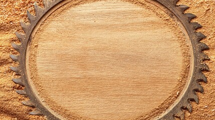 Circular saw blade resting on a piece of light brown wood.